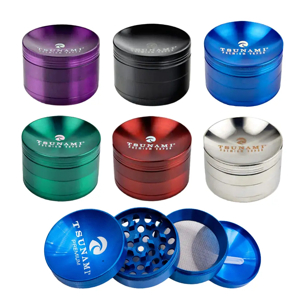 TSUNAMI 4 Part Grinder With Jar Set | 55mm | Assorted Colors product image
