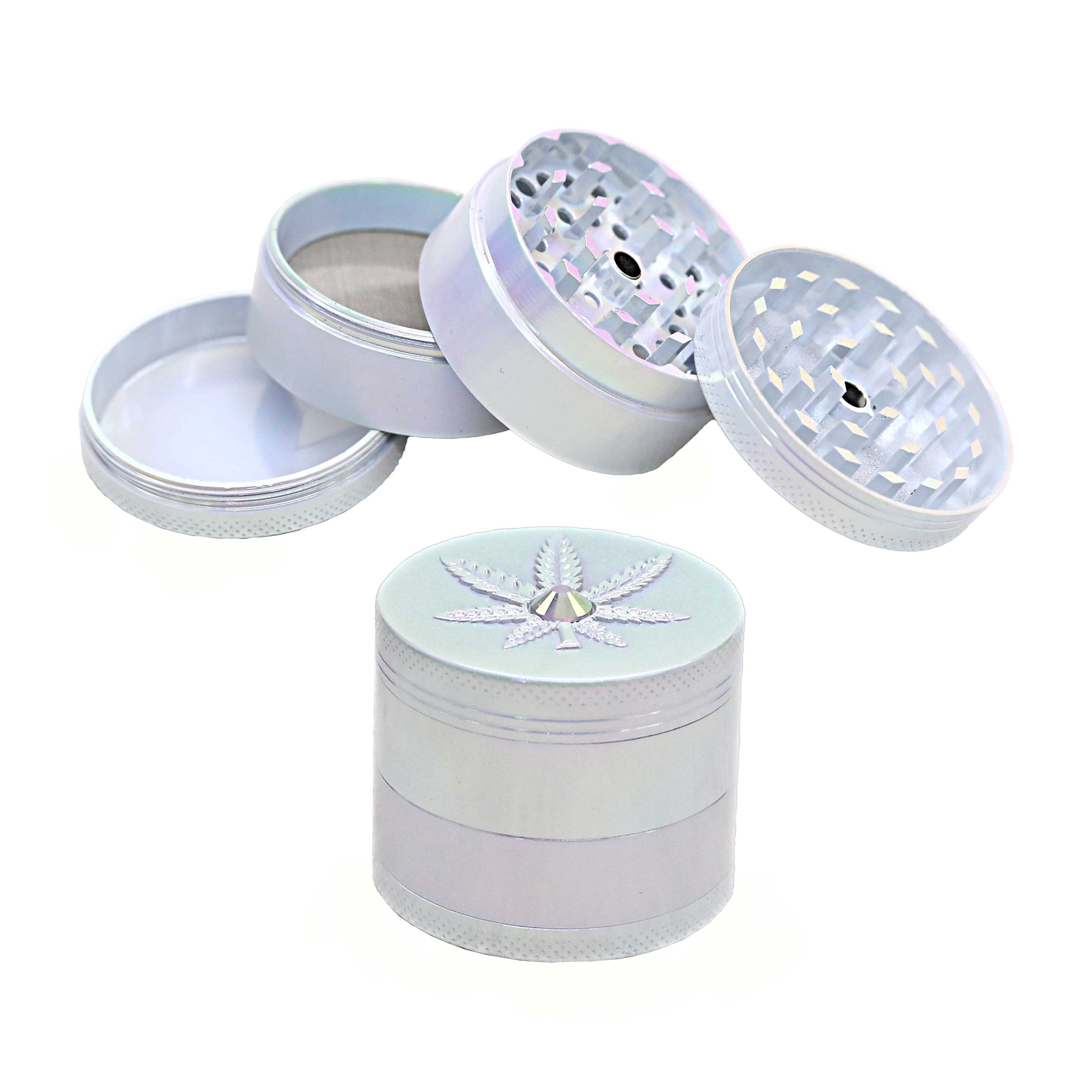 Tuff Shredder White Rainbow Shaded Leaf With Diamond 4 Part Grinder | 50mm product image