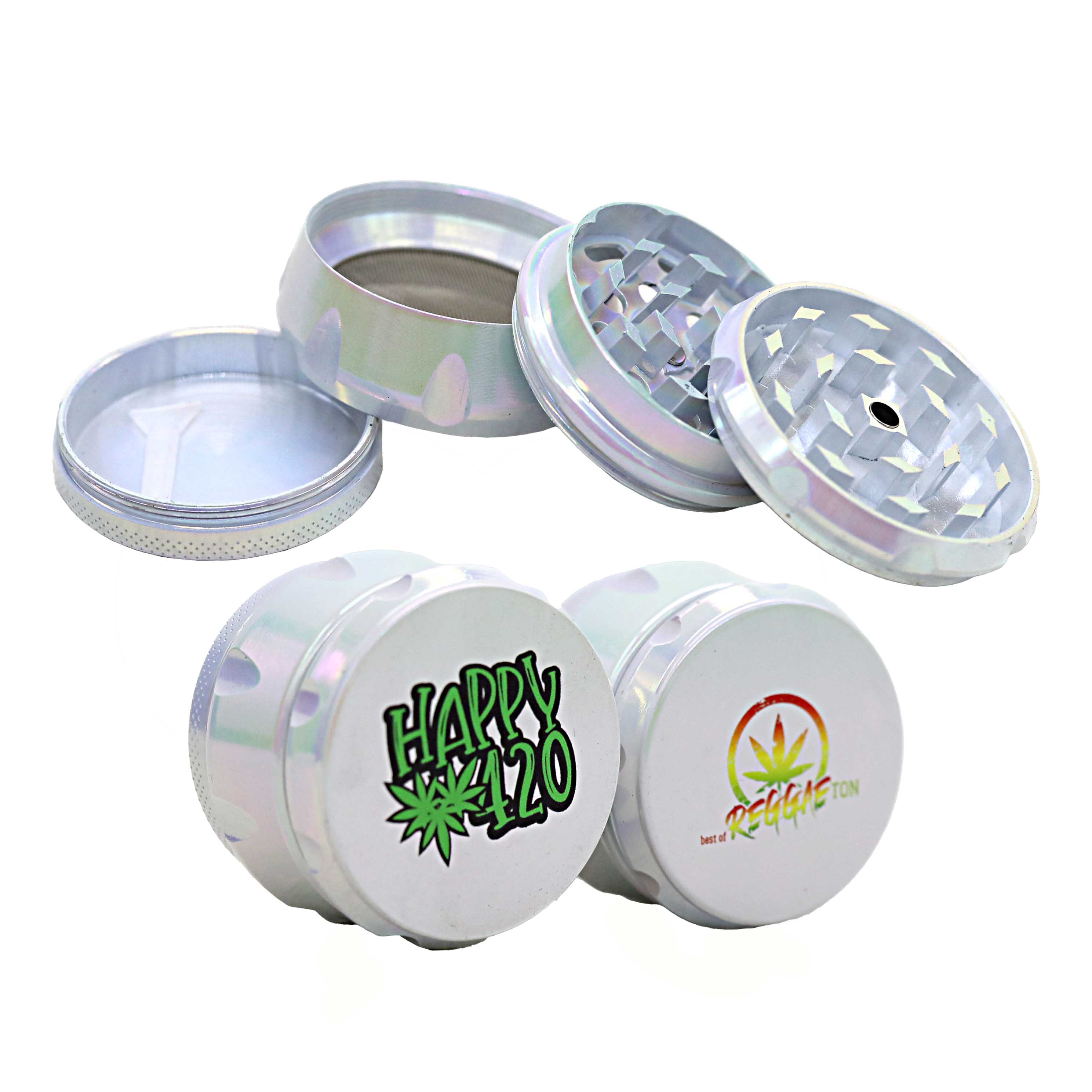 Tuff Shredder White Rainbow Shaded Drum Shapped 4 Part Grinder | 50mm | Assorted Designs product image