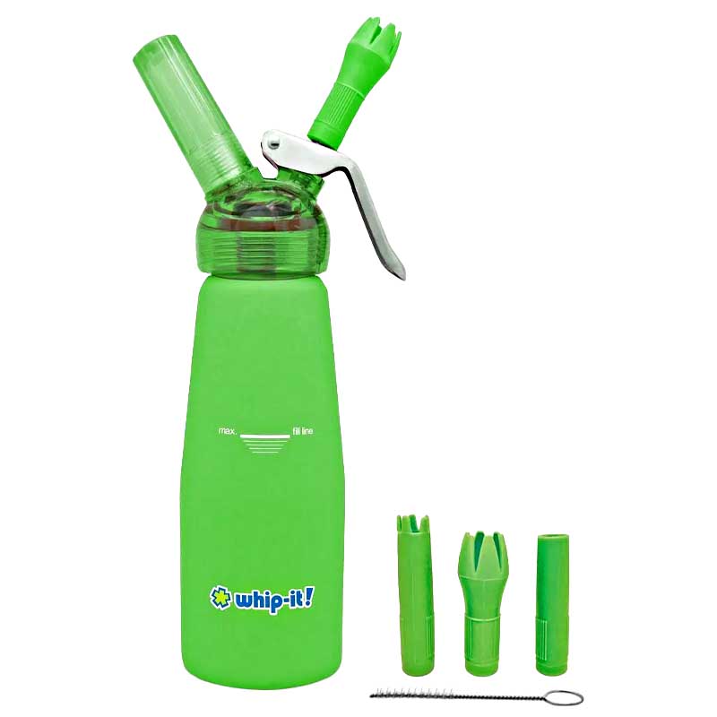 Whip-it Cream 1/3 Dispenser With Rubber Body and Transparent Head Accent | Green product image