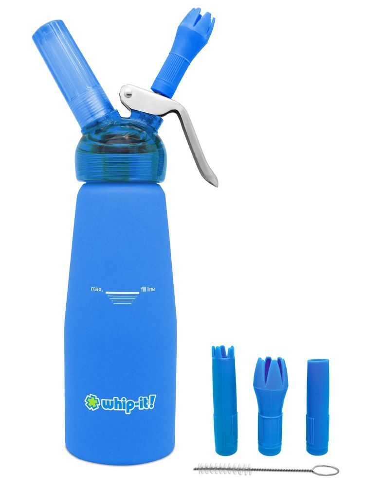Whip-it Cream 1/3 Dispenser With Rubber Body and Transparent Head Accent | Blue product image