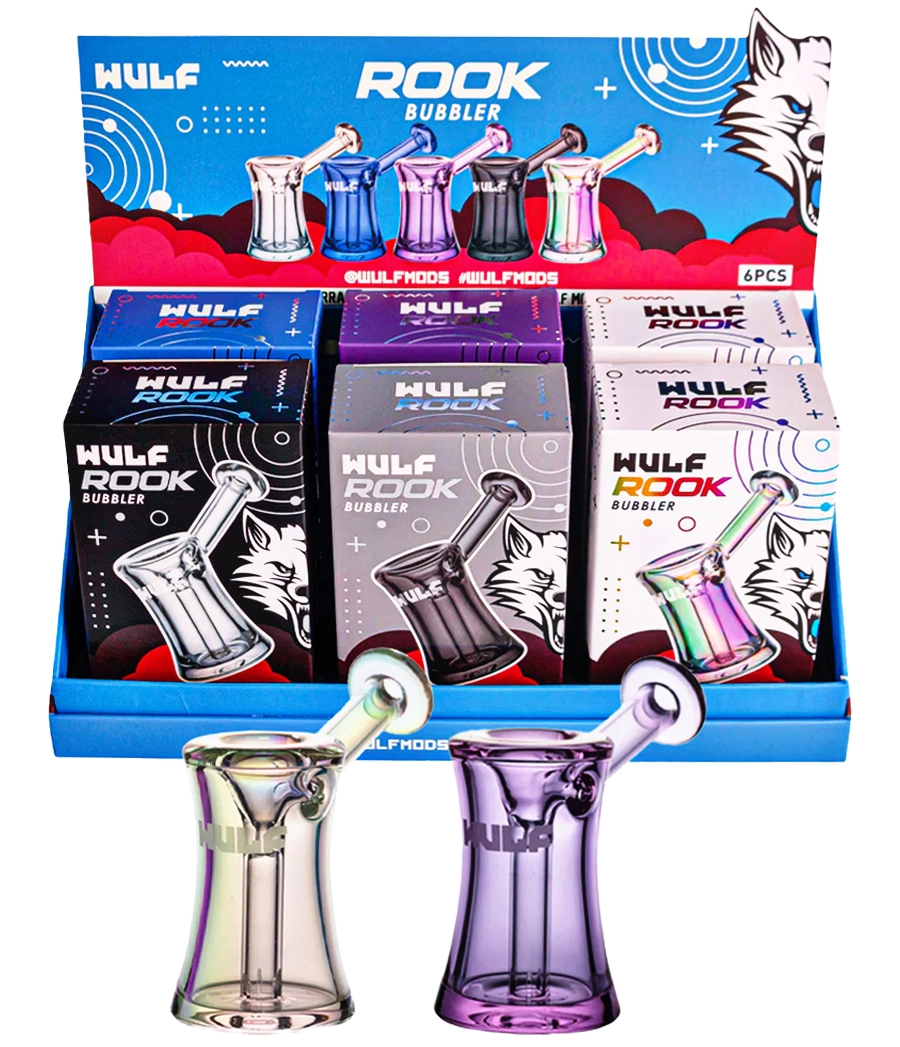Wulf Glass ROOK Bubbler | 6 Count Display | Assorted Colors product image