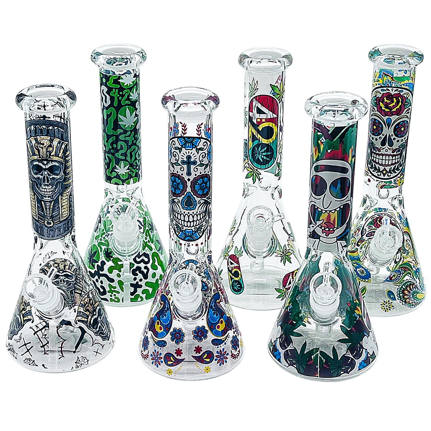 ALEAF Abstract Design Printed Beaker Waterpipe (X2000) | 10 inches | Assorted Colors product image