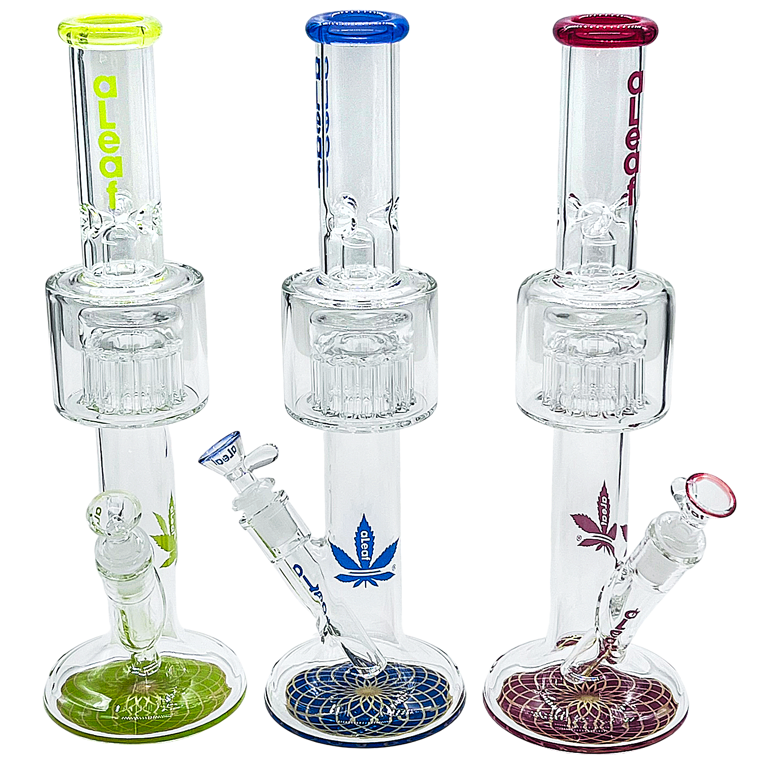 Aleaf Fancy Tube Shaped Tree Arm Perc Staright Waterpipe (AL6232) | 13.5 inches | Assorted Colors product image