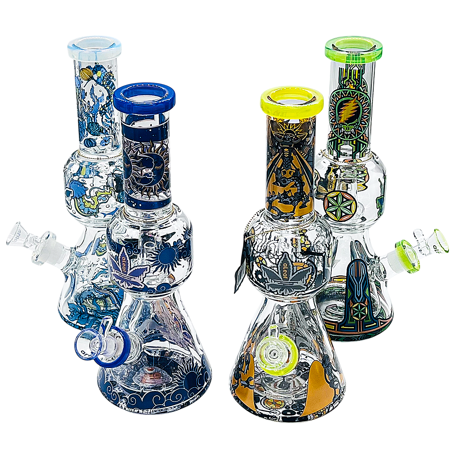 Aleaf "THE ALCHEMIST" Dome Perc Designer Beaker Waterpipe (AL6231) | 13.5 inches | Assorted Colors product image