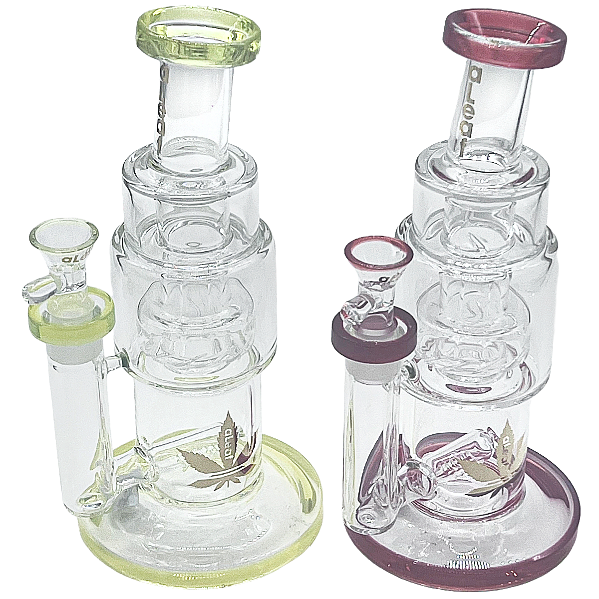 Aleaf Triple Perc Bent Neck Staright Waterpipe (AL6228) | 10 inches | Assorted Colors product image