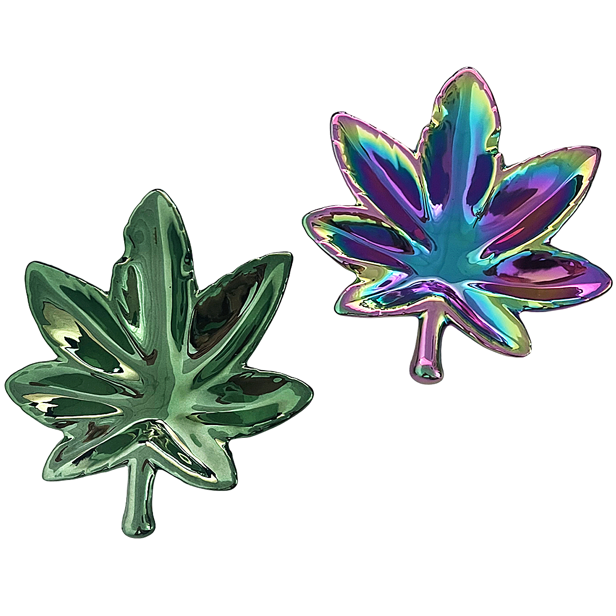 Anodized Leaf Shaped Glass Ashtray | 8 Count Display  product image