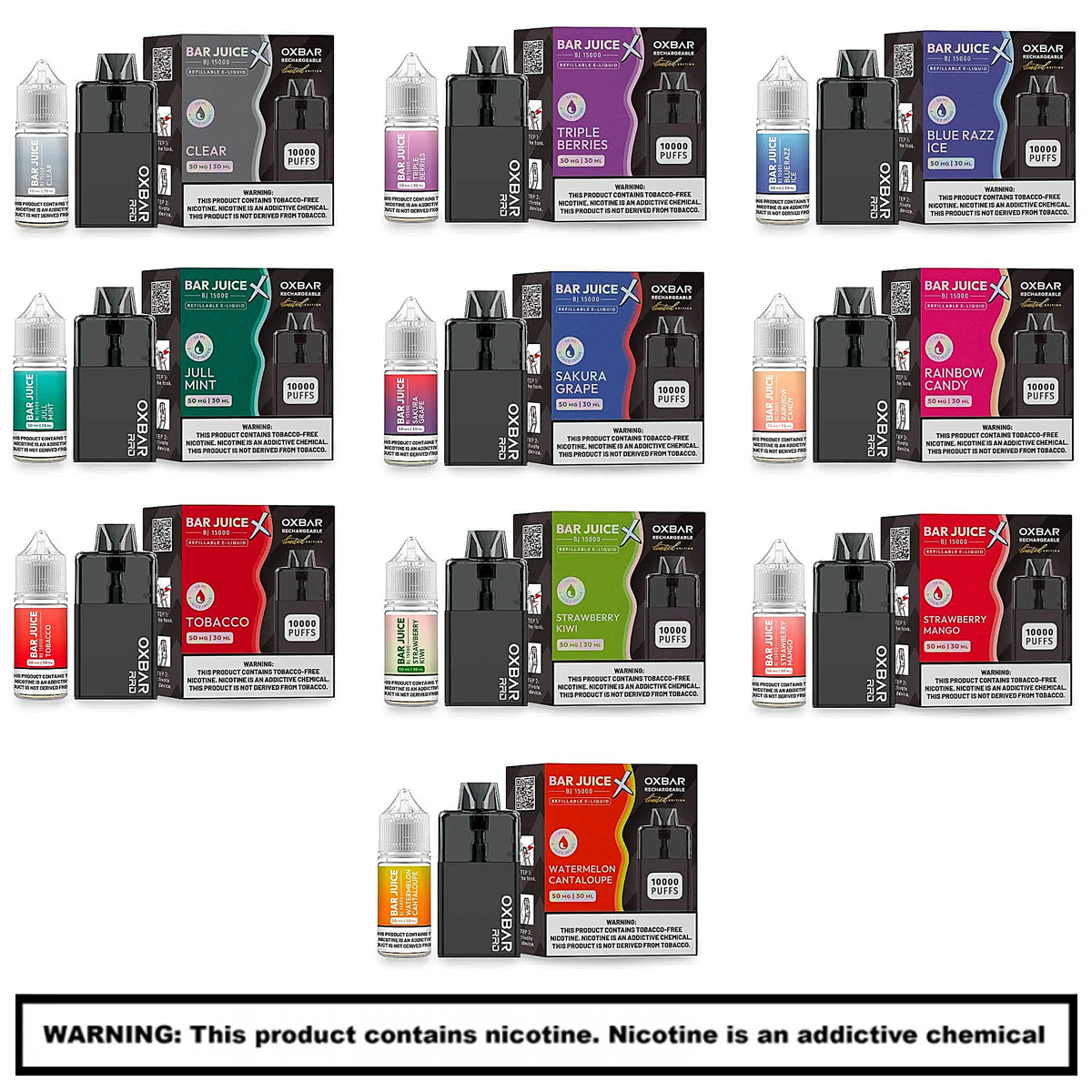 Bar Juice Oxbar BJ15000 Rechargable Disposables | 5% Nicotine | 10000 Puffs | 5 Count Display product image