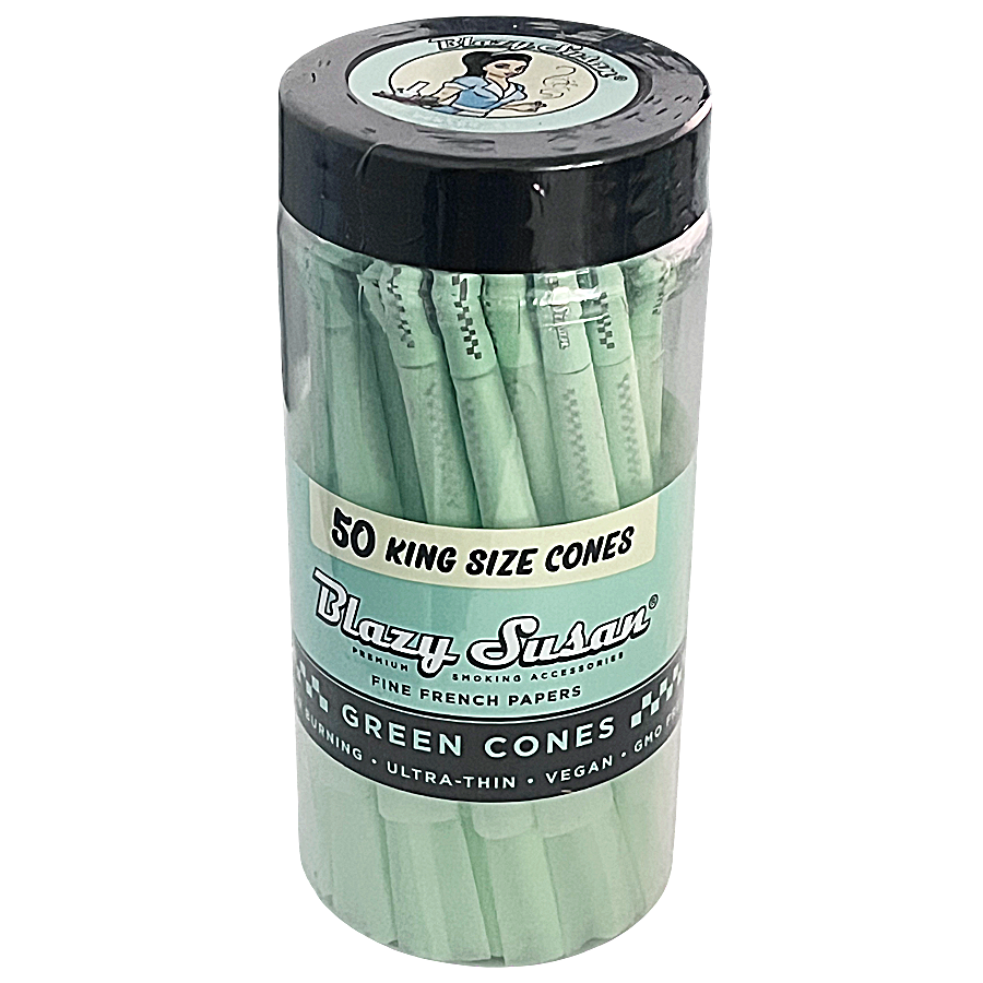 Blazy Susan Green Cones & Paper | King Size (109mm) | 50 Count Jar product image
