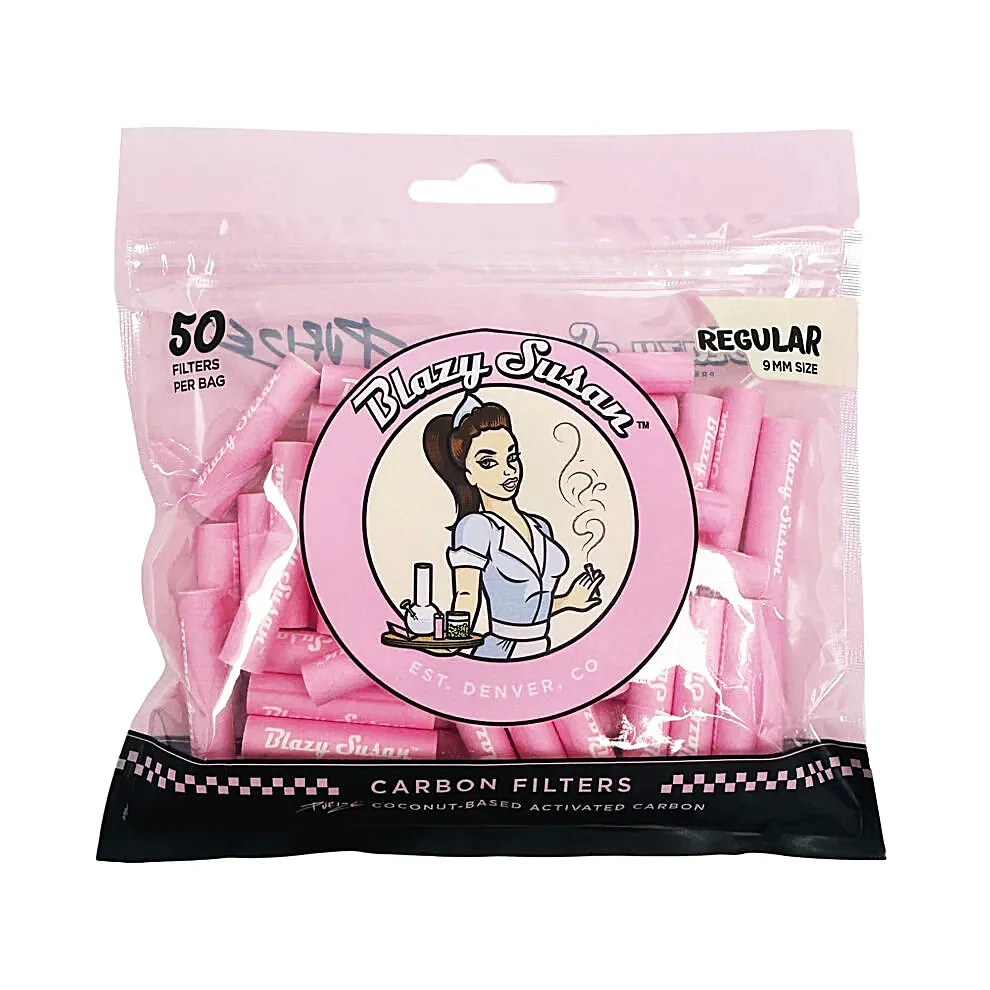 Blazy Susan Pink Purize Regular Carbon Filter Tips | 9mm | 50 Count Bag product image