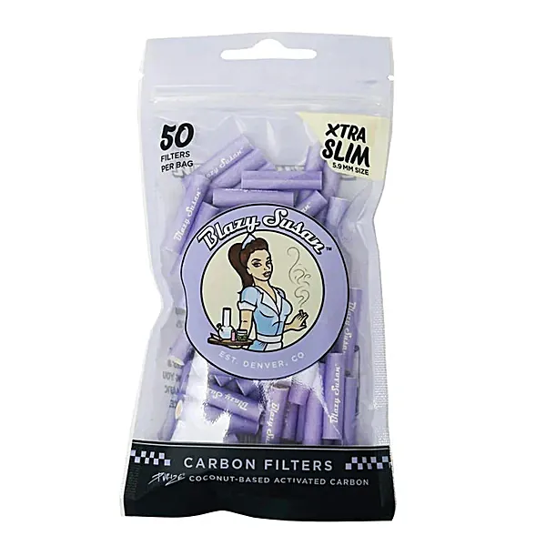 Blazy Susan Purple Purize Xtra Slim Carbon Filter Tips | 5.9mm | 50 Count Bag product image