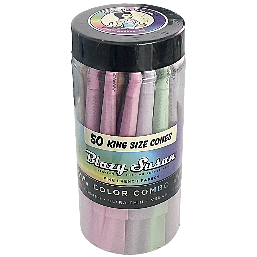 Blazy Susan Rainbow Cones | King Size (109mm) | 50 Count Jar product image