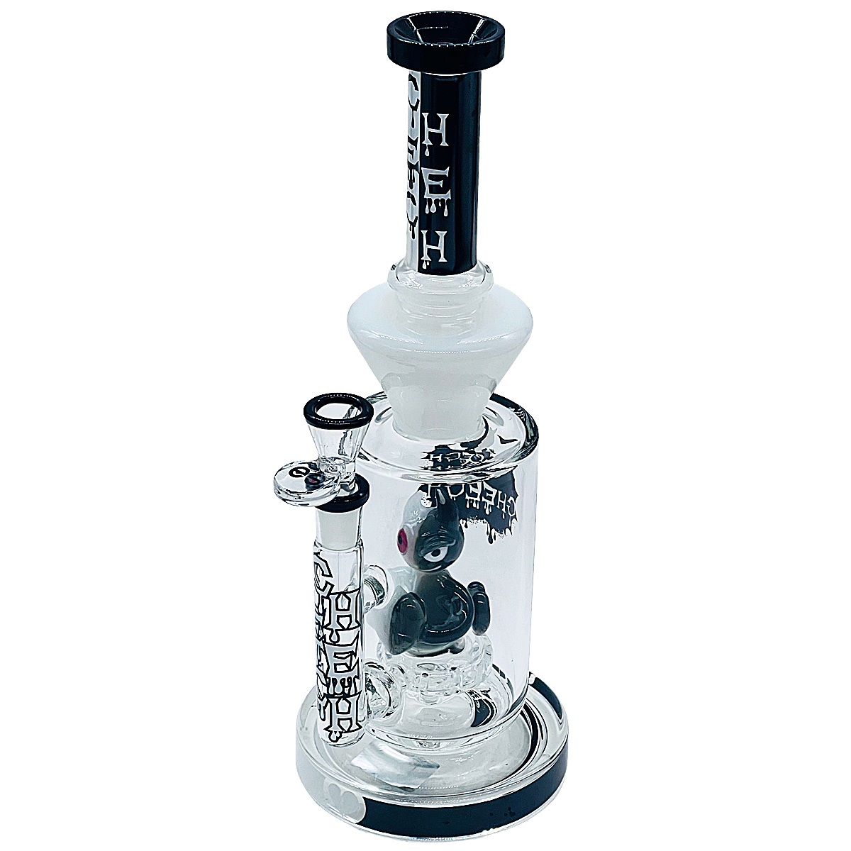 Cheech Black & White Devil Perc Holding Heart Straight Waterpipe (CHE-425) | 12 inches  product image