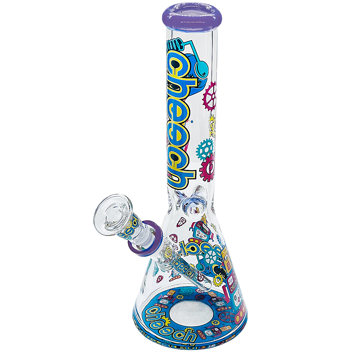 Cheech Engineered Robots All Over Heavy Beaker Waterpipe (CH-389) | 16 inches | Assorted Colors product image