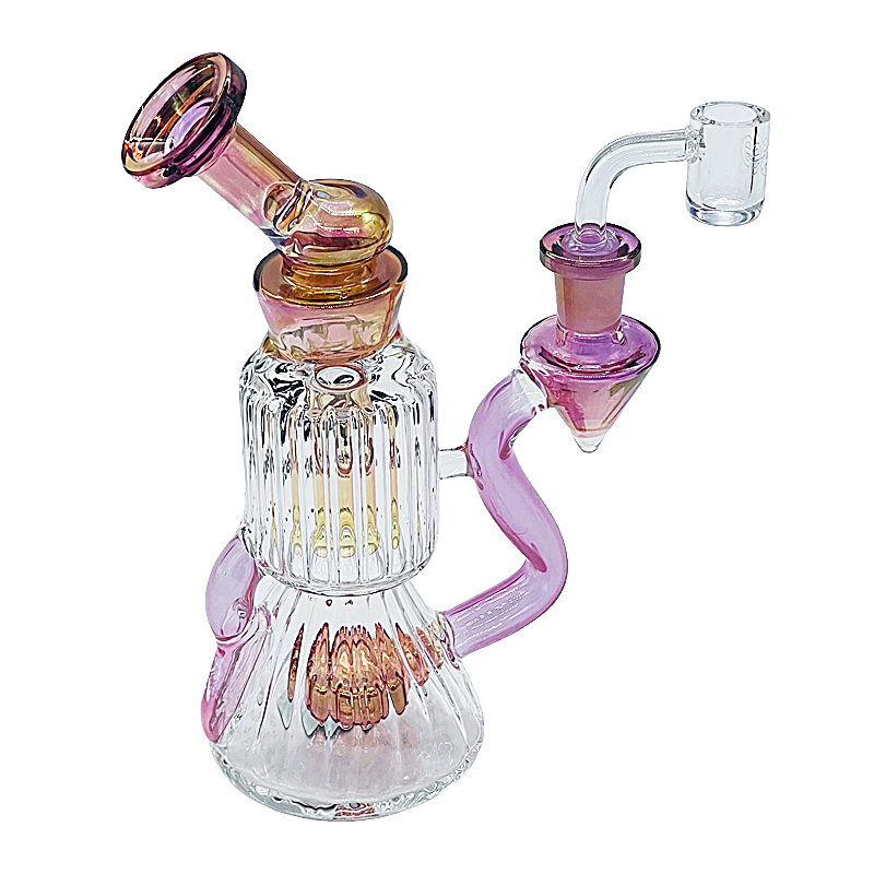 Cheech Folded Cone Base Matrix Perc Recycler Waterpipe (CH-177) | 8 inches | Assorted Colors product image