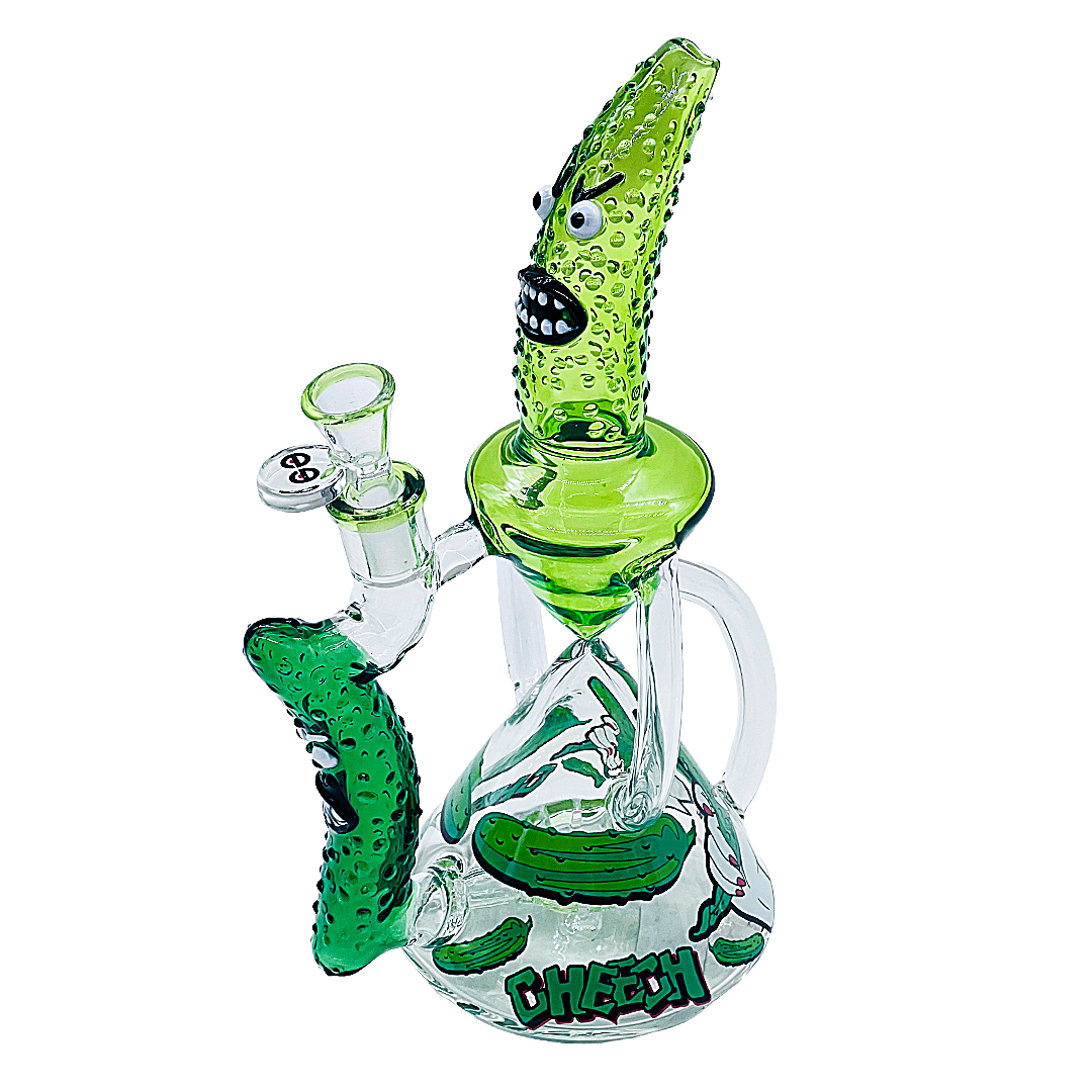 Cheech Pickle Theme With Matrix Perc Cone Shaped Waterpipe (CHE-381) | 12 inches | Assorted Colors product image