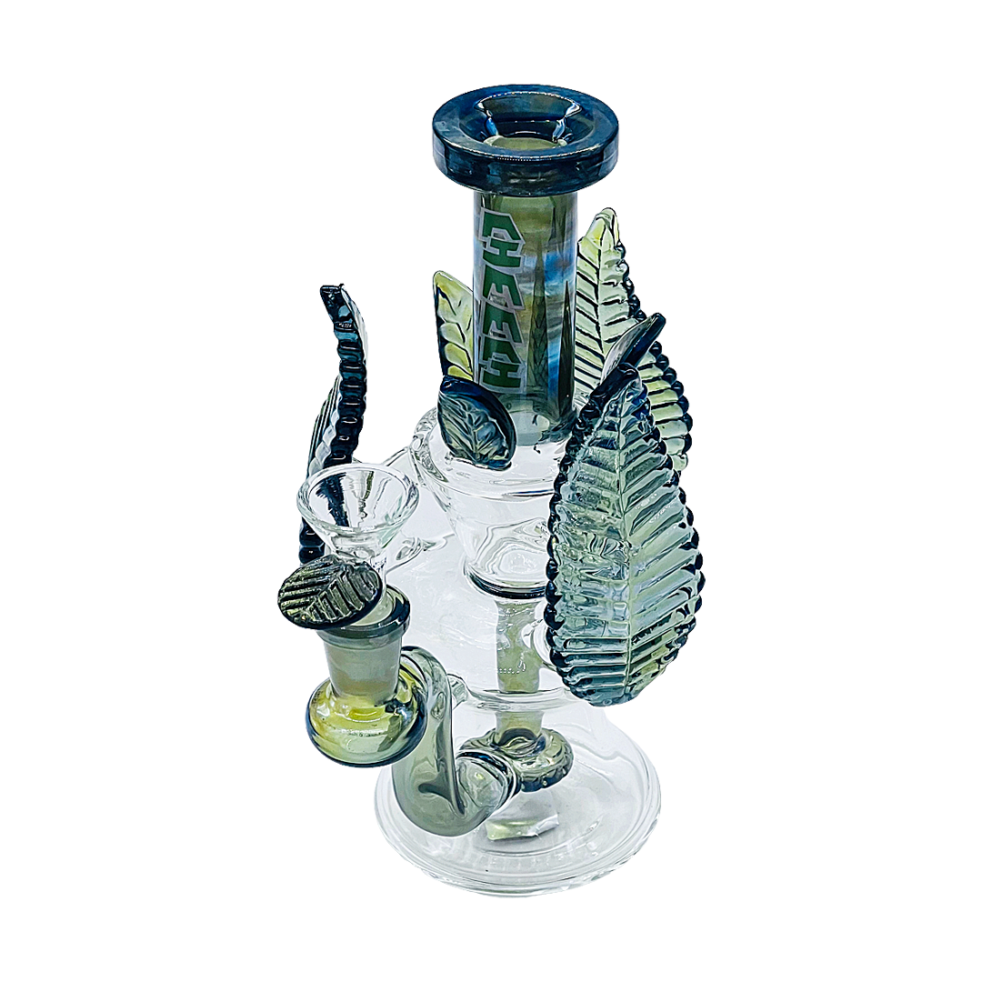 Cheech Plant Leaves All Over Recycler Waterpipe (CH-328) | 10 inches | Assorted Colors product image