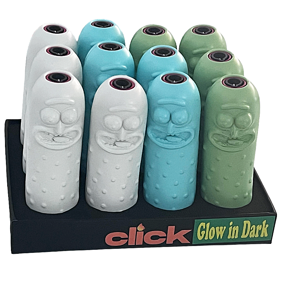 Click-It Rubber Finish Glow In The Dark Pickle Torch Lighter (19068A) | 4 inches | 12 Count Display product image