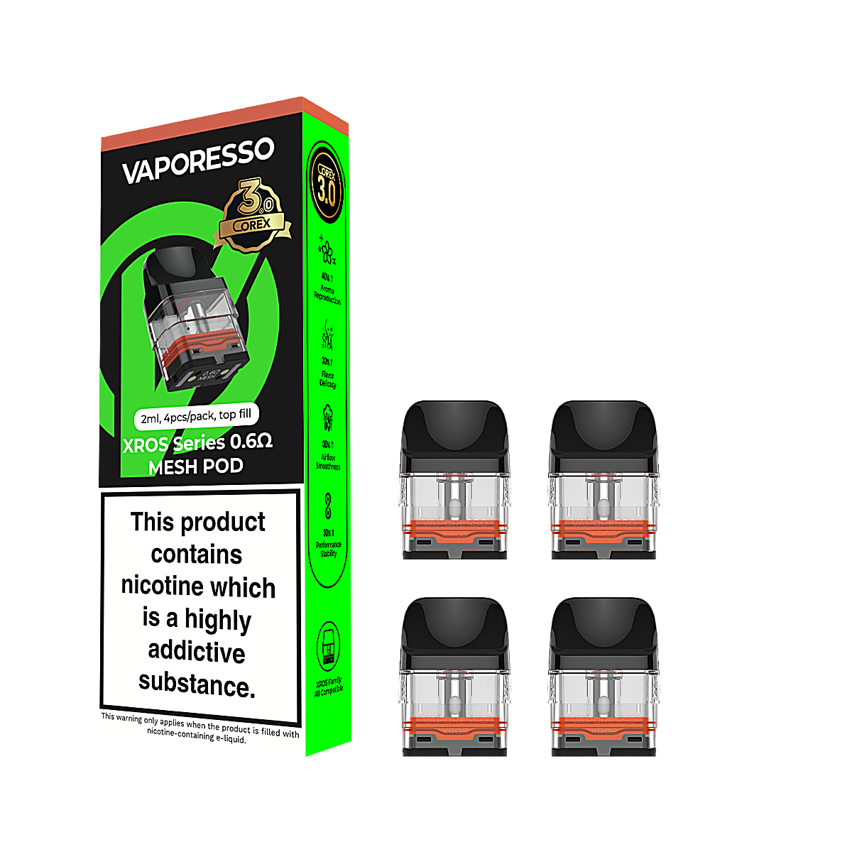 Corex 3.0 XROS Series Replacement Pod By Vaporesso | 2ml | 4 Pack | Mesh 0.6ohm product image