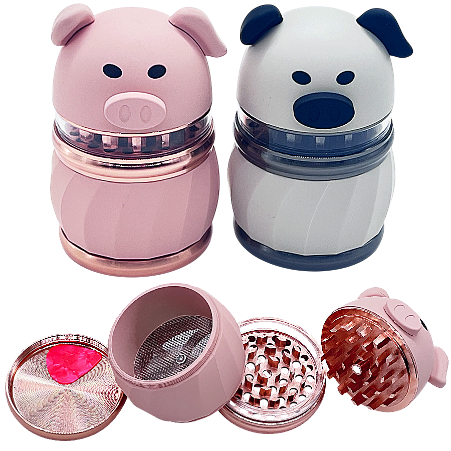 Crushers Metallic Double Shaded Pig 3 Part Grinder (GR595) | 75mm | Assorted Colors product image