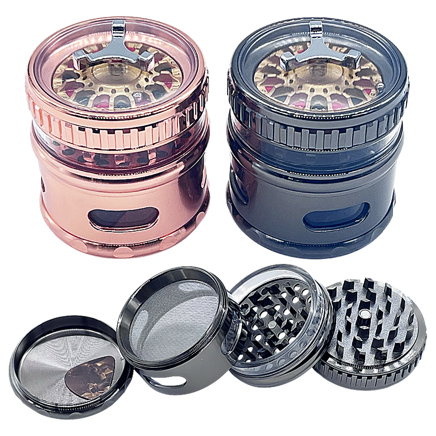 Crushers Spinning Roulette Wheel Game See Through Metallic 4 Part Heavy Grinder (GR592) | 63mm | Assorted Colors product image