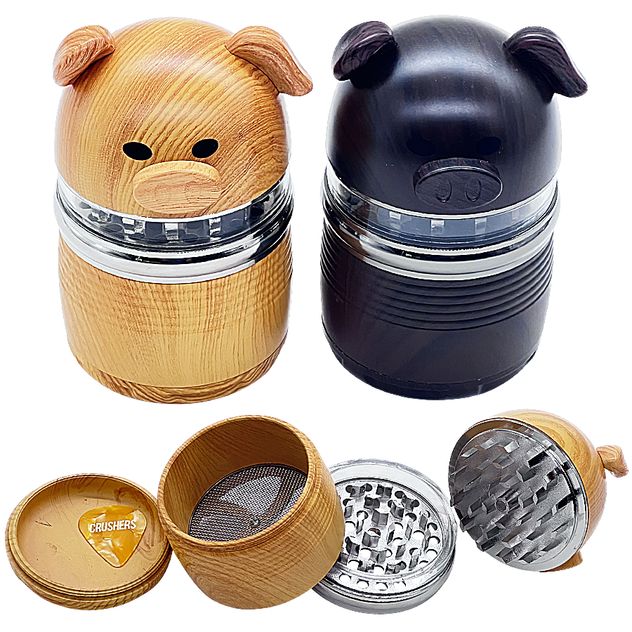 Crushers Wooden Finish Pig 3 Part Grinder (GR591) | 75mm | Assorted Colors product image