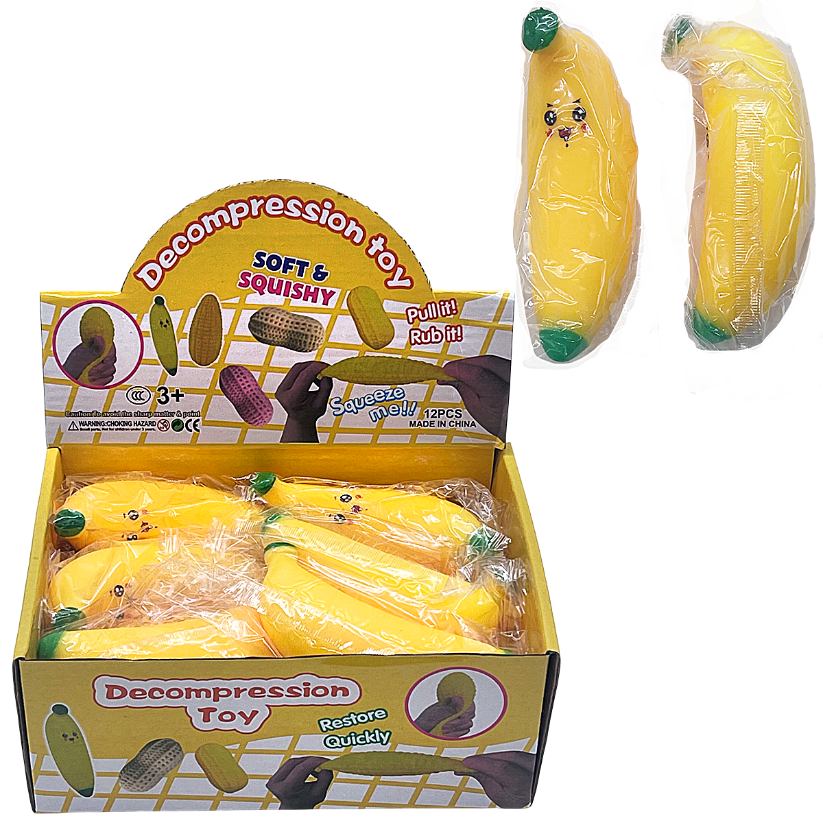 Decompression Banana Super Soft Squishy Toy | 12 Count Display product image