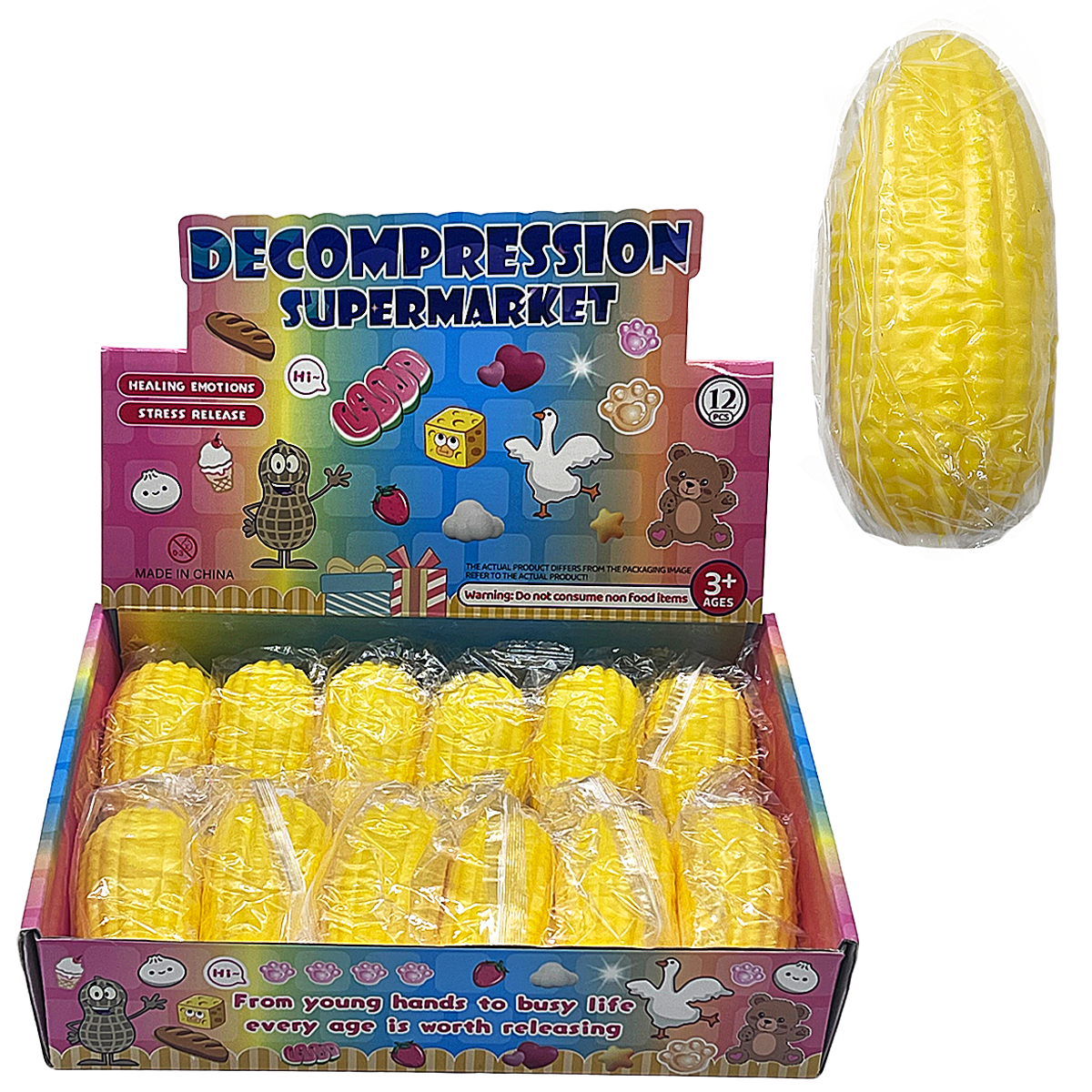 Decompression Supermarket CORN Super Soft Squishy Toy | 12 Count Display product image