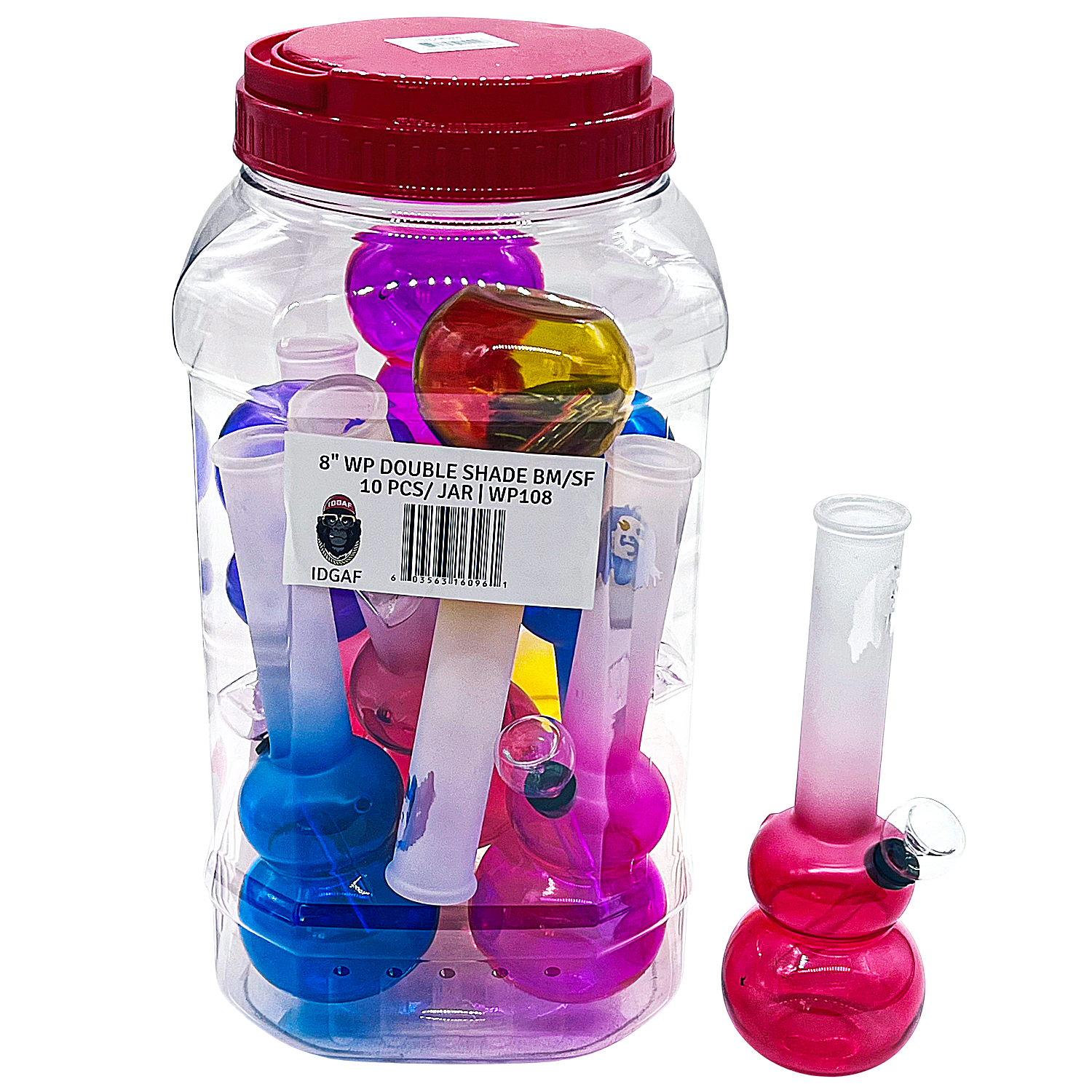 Double Shaded Double Circle Tube Waterpipe (WP108) | 8 inch | 10 Count Display product image