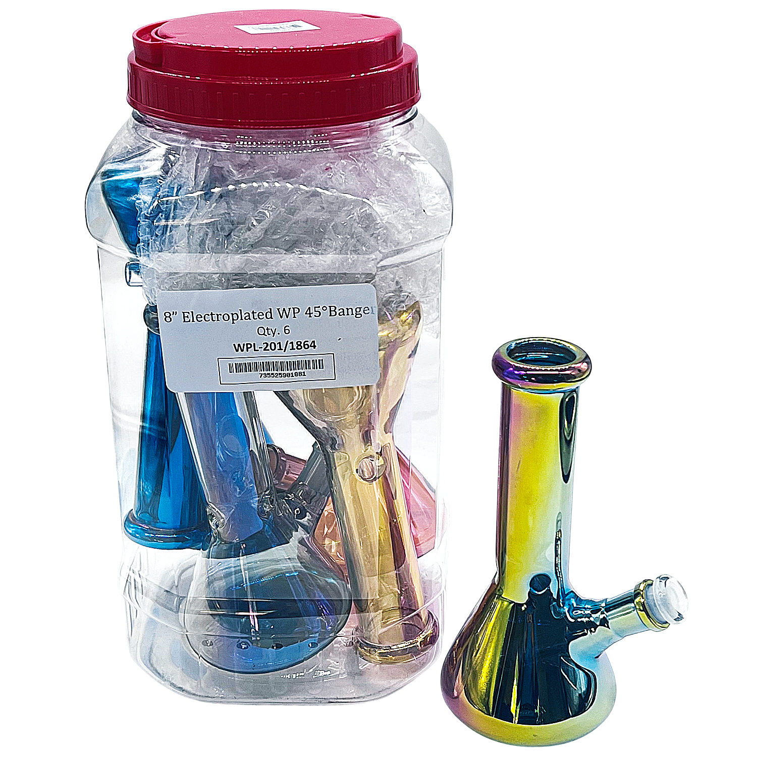 Electroplated Shaded Beaker Waterpipe (WPL-201/1864) | 8 inch | 6 Count Display product image