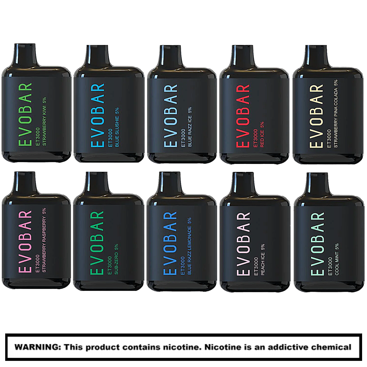 Evobar Black Edition Disposables | 5% Nicotine | 3000 Puffs | 10 Count Display product image