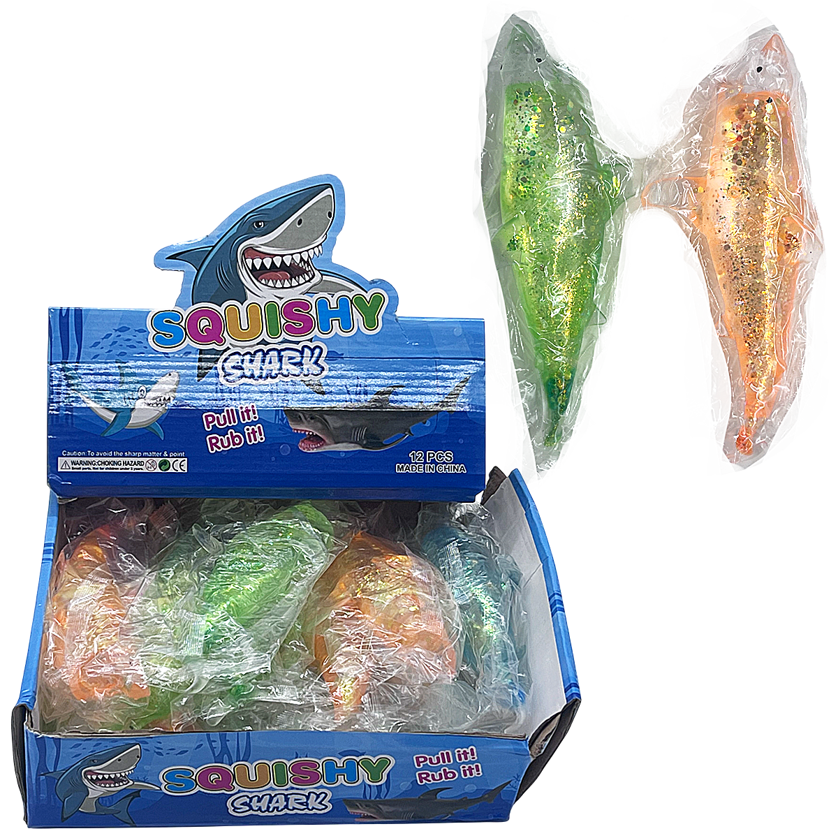 Glittery Shark Squishy Toy | 12 Count Display product image