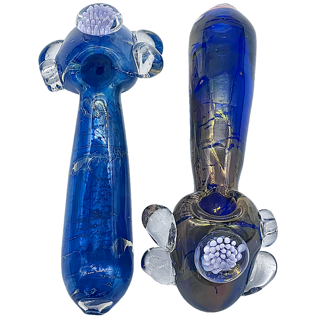 Gold Fumed Glittery Thunder Hammer Bubbler (RS3094) | 7 inches | Assorted Colors product image
