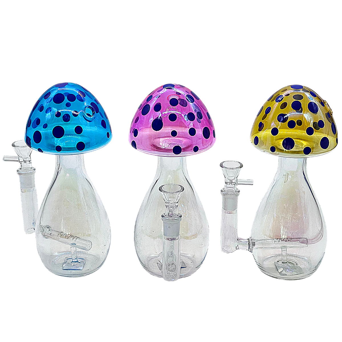 Gold Fumed Mushroom Waterpipe (WPM0659) | 8.5 Inches | Assorted Colors product image