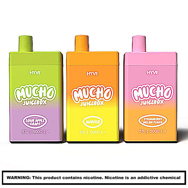 Hyve X Mucho Rechargable Disposables | 5% Nicotine | 5000 Puffs | 5 Count Display product image