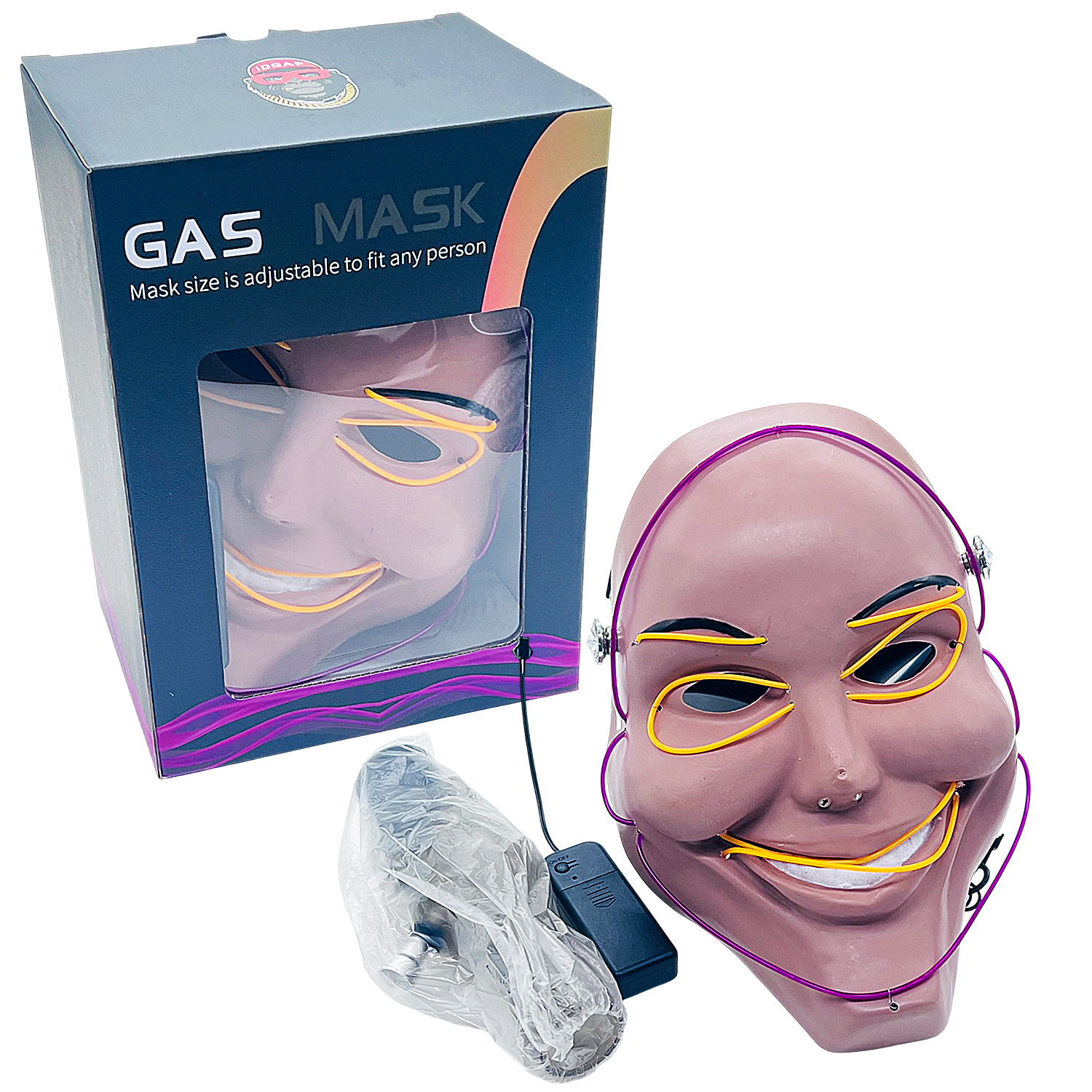 IDGAF Mixed Designs LED Silicone Gas Masks with Acrylic Pipe (GM700/701) | Assorted Colors - image 3 of 6