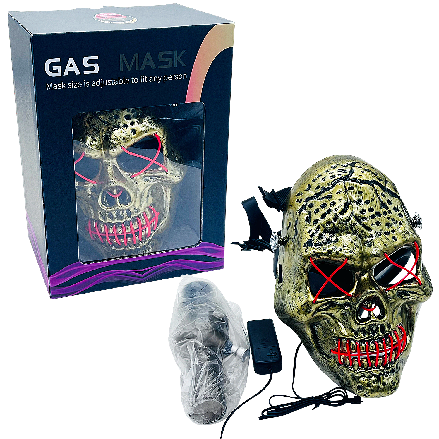 IDGAF Mixed Designs LED Silicone Gas Masks with Acrylic Pipe (GM700/701) | Assorted Colors - image 4 of 6