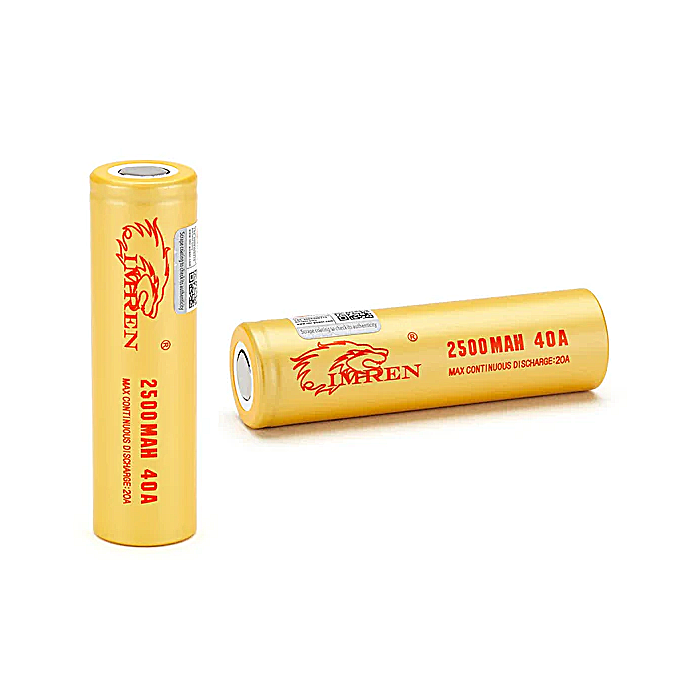 Imren 18650 Battery | 2 Pack | Gold (Yellow) 2500mah (MAX40A) product image