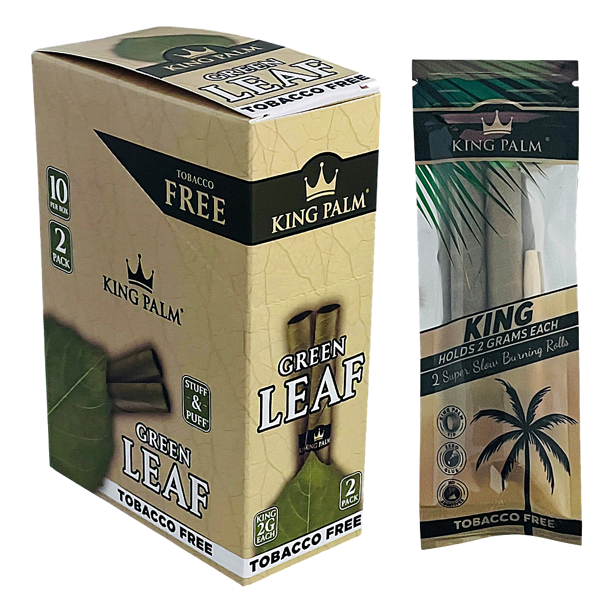 King Palm Green Leaf Cones (KP-114) | King Size | 2 Grams | 2 Pack | 10 Count Display product image