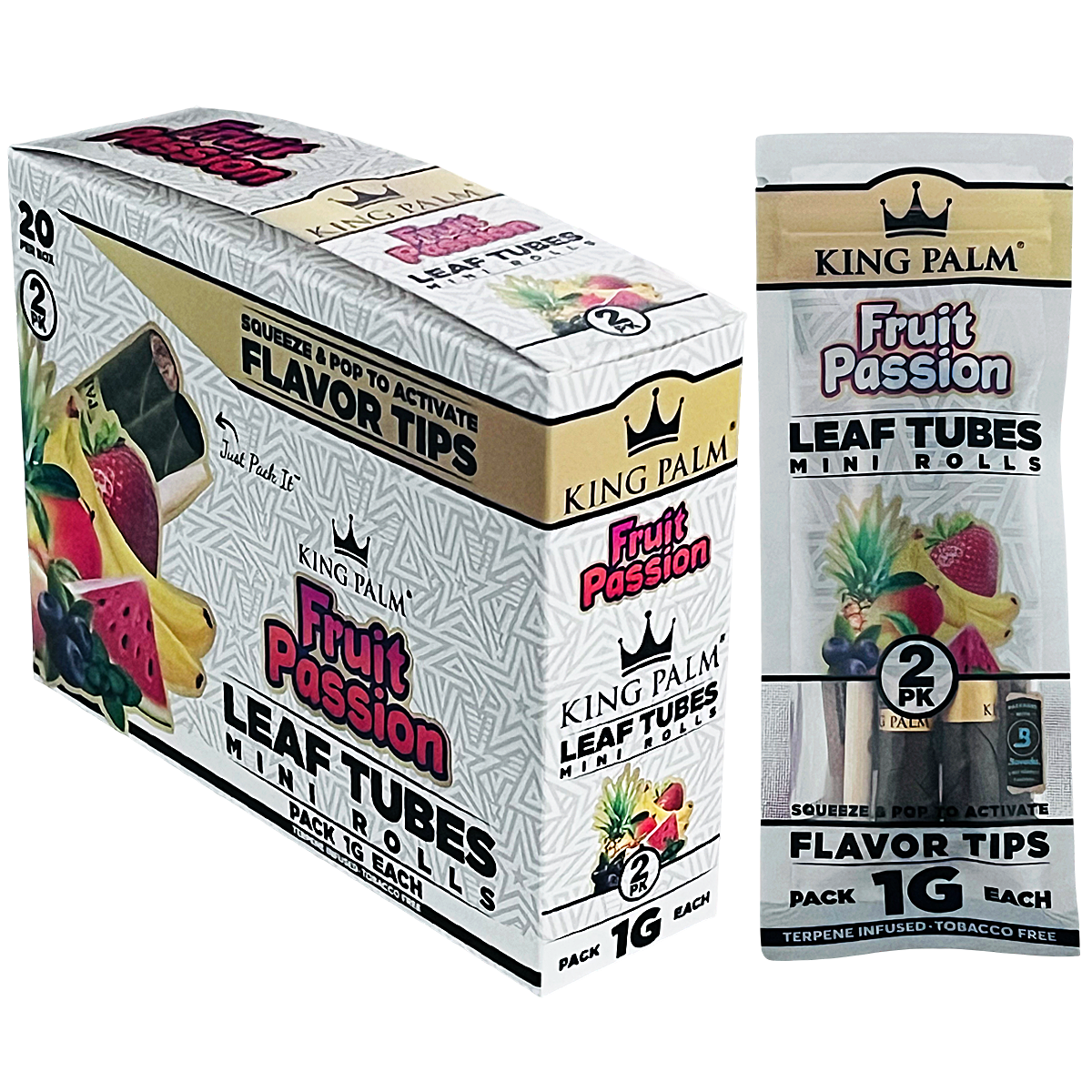 King Palm Leaf Tubes Mini Rolls | 2 Pack | 20 Count Display | Fruit Passion product image