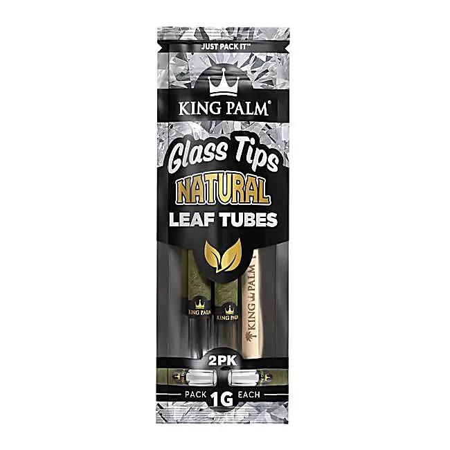 King Palm Natural Leaf Tubes Glass Tips | 2 Pack | 15 Count Display product image