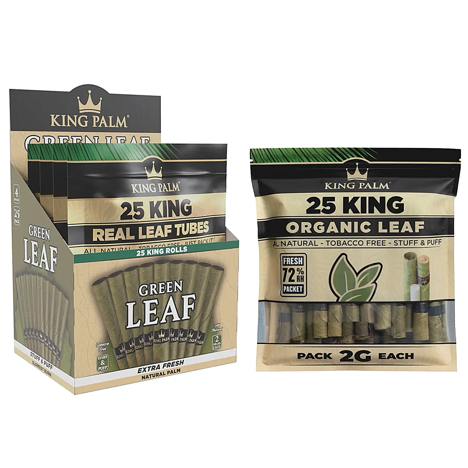 King Palm Tobacco Free Green Leaf Cones | KPN-300 | 2 Grams | 4 Pack | 25 Count Display product image