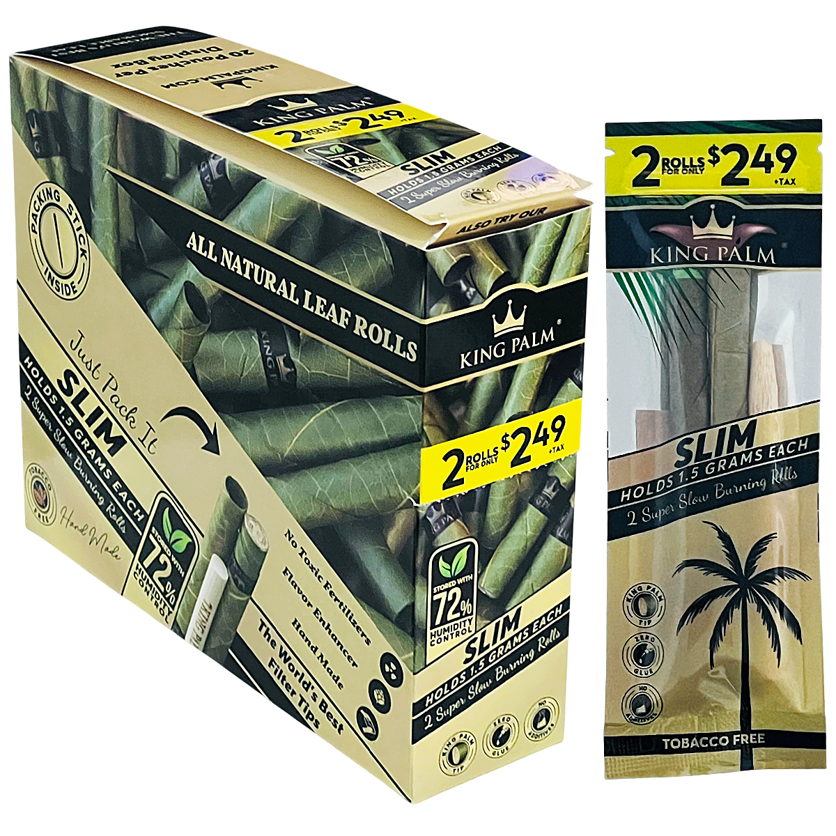 King Palm Wraps | 2 Slim Rolls | 20 Count Display (MSRP $2.49) product image