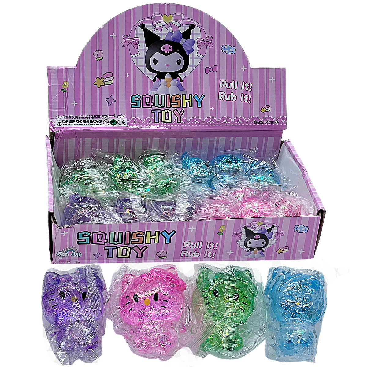 Kuromi Cartoon Character Glittery Squishy Toy (TY033) | 12 Count Display | Assorted Colors product image