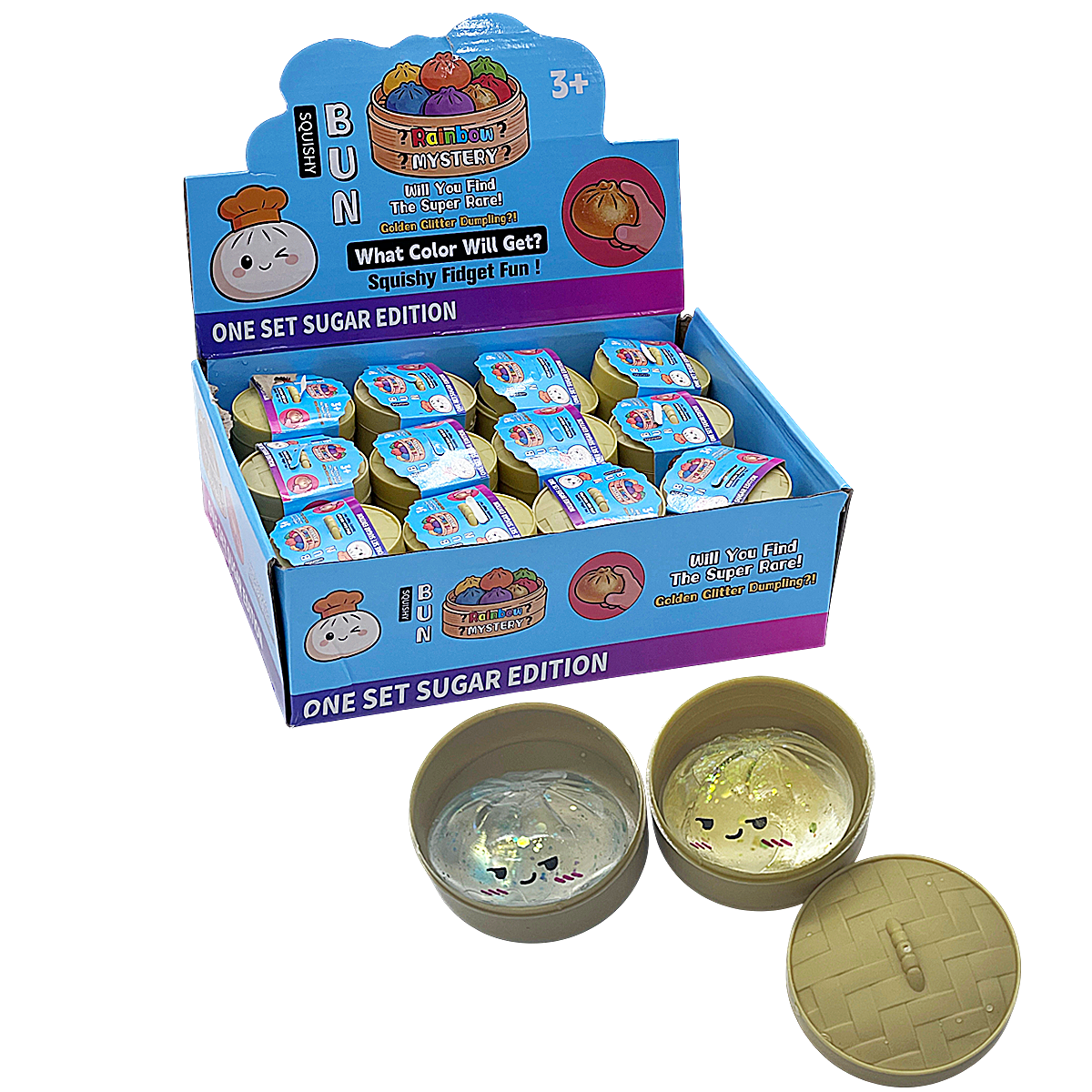 Mini Glitter Squishy Bun Toy (TY047) | 24 Count Display | Assorted Colors product image