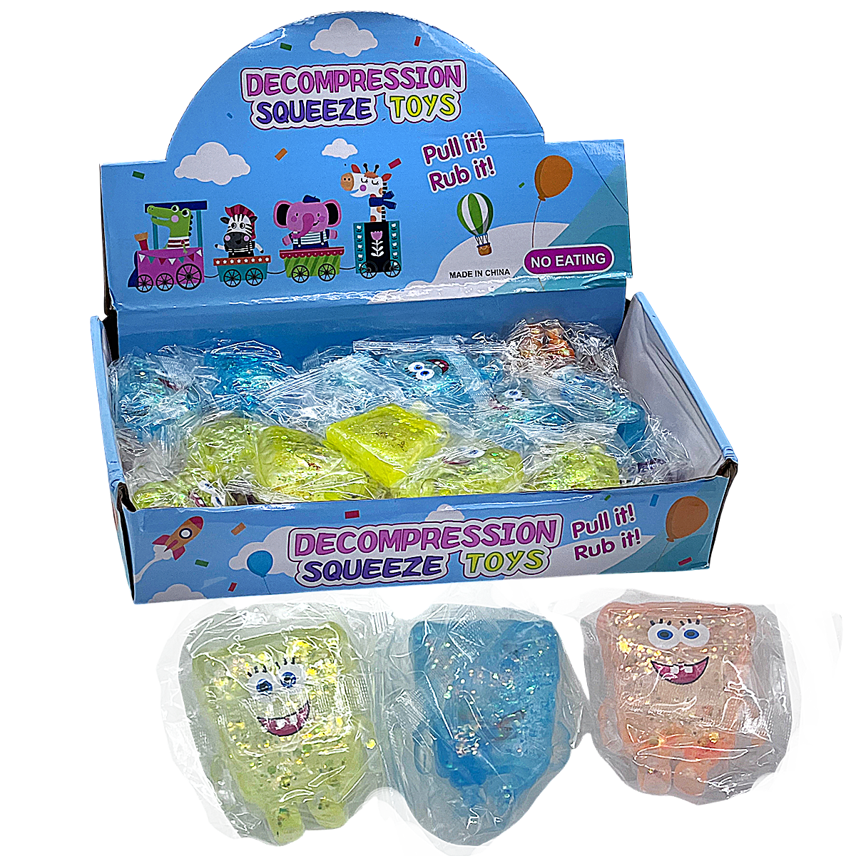 Mix Designs Cartoon Character Glittery Decompression Squishy Toy | 24 Count Display | Assorted Colors - image 2 of 2