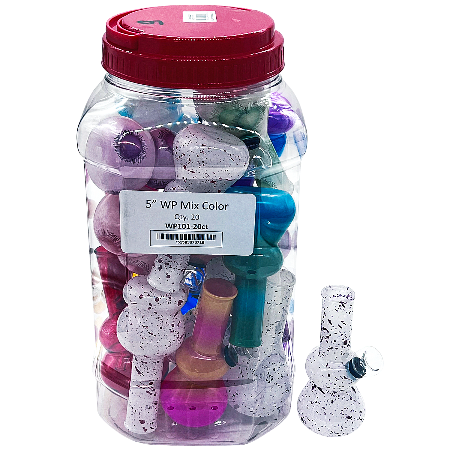 Mixed Designs Double Circle Tube Top Mini Waterpipe (WP101) | 5 inch | 20 Count Display product image