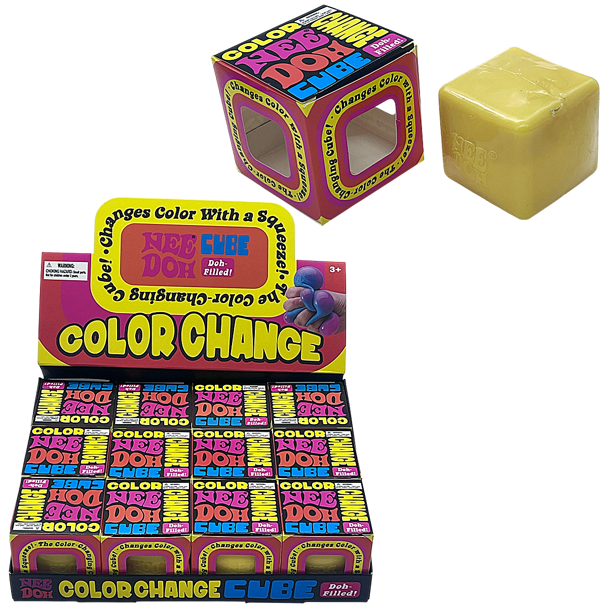 Nee Doh Color Changing Cube Squishy Toy | 12 Count Display product image