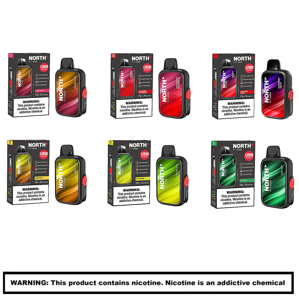 North FT12000 Rechargable Disposables | 5% Nicotine | 12000 Puffs | 10 Count Display product image