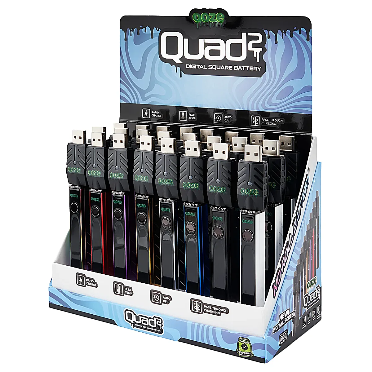 Ooze QUAD 2 Digital Square Battery | 500mah | 24 Count Display | Assorted Colors product image